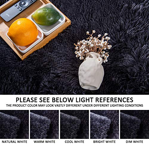 Yusoki Black Faux Fur Throw Pillow Covers-18" X 18",Set Of 2-Soft Fleece Cushion Cases Fuzzy Fluffy Cozy Pillow Shams For Sofa Bed Decor Couch Bedroom Without Insert #TOP6