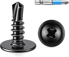 100 PCS #8 x 1/2" 410 Stainless Steel Phillips Modified Truss Head Sheet Metal Screws, NO.8 X 0.51 inch Black Coated Self Drilling Screw PH2 Bit Included by TPOHH