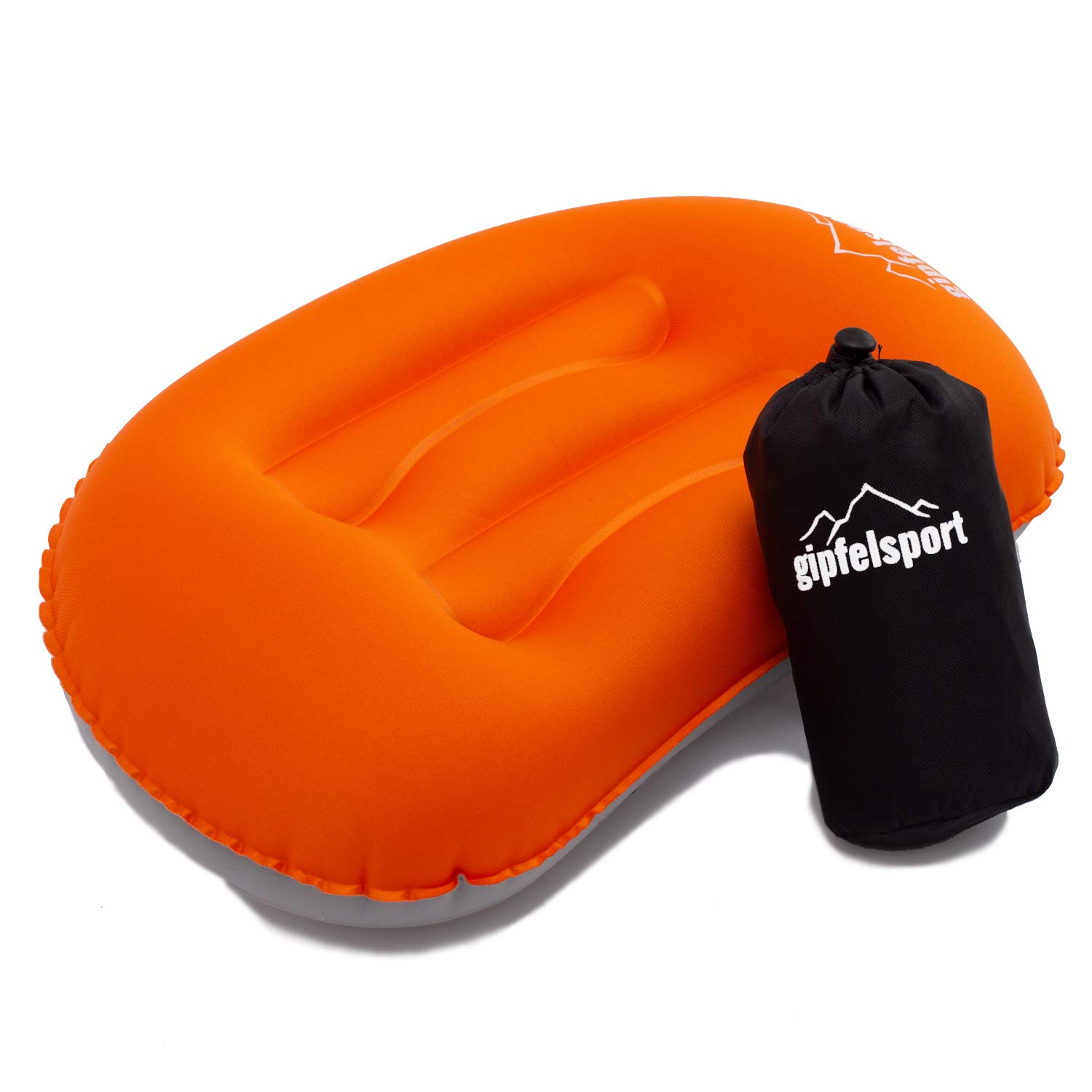 gipfelsport Poduszka kempingowa – Poduszka podróżna I Nadmuchiwana poduszka na podróż, kemping, trekking, plażę I Poduszka plażowa, Poduszka, Poduszka do pływania I Pomarańczowa I bez pokrowca