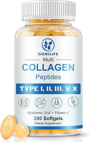 Péptidos de colágeno múltiple para mujeres y hombres, péptidos de colágeno hidrolizados tipo I, II, III, V, X, con ácido hialurónico, vitamina C,