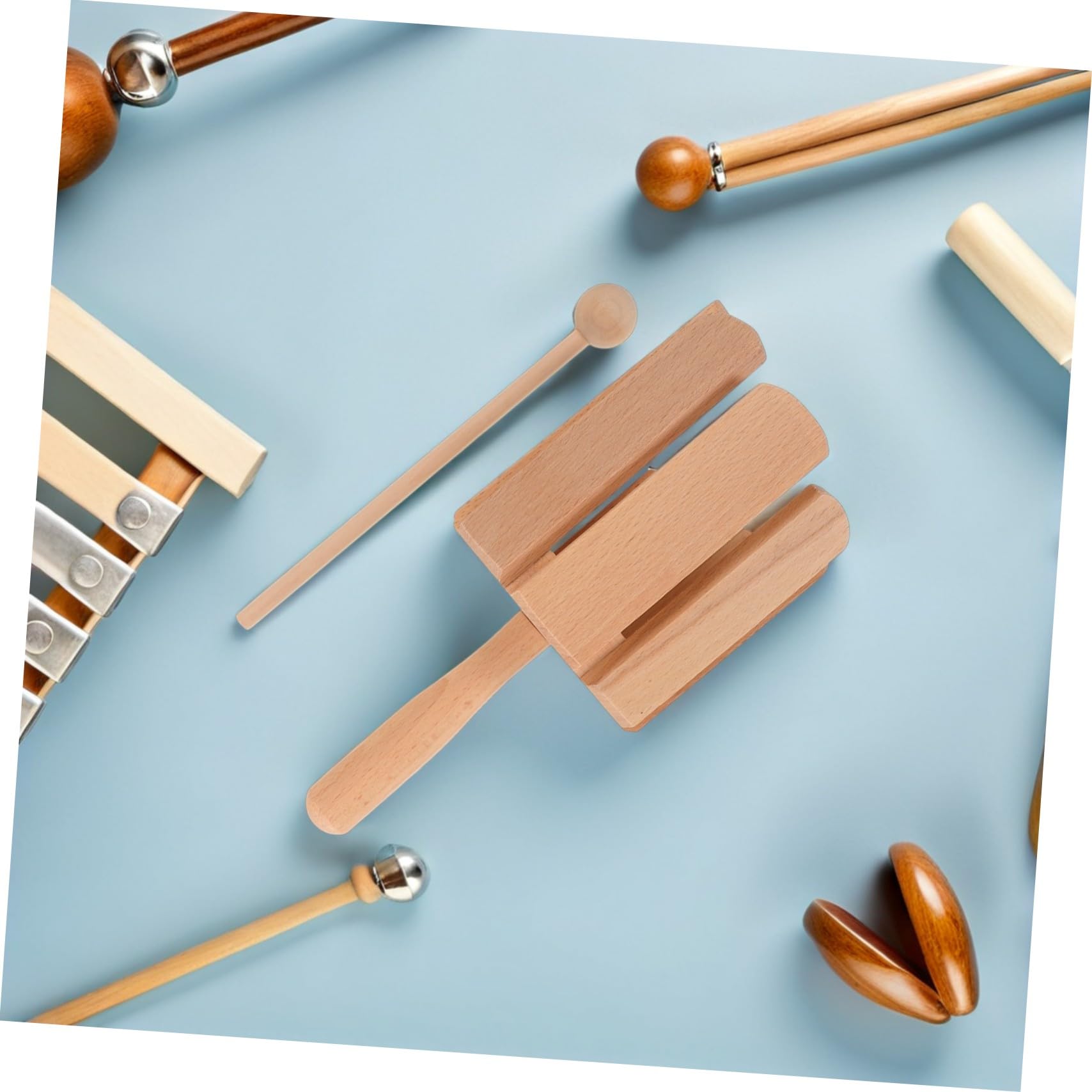 Instrumentos Musicales Orff de Madera 8 Tonos, 2 Piezas para Niños | Color Beige, Juego de Percusión para Educación Temprana y Clases Escolares, Fomenta Creatividad y Motricidad
