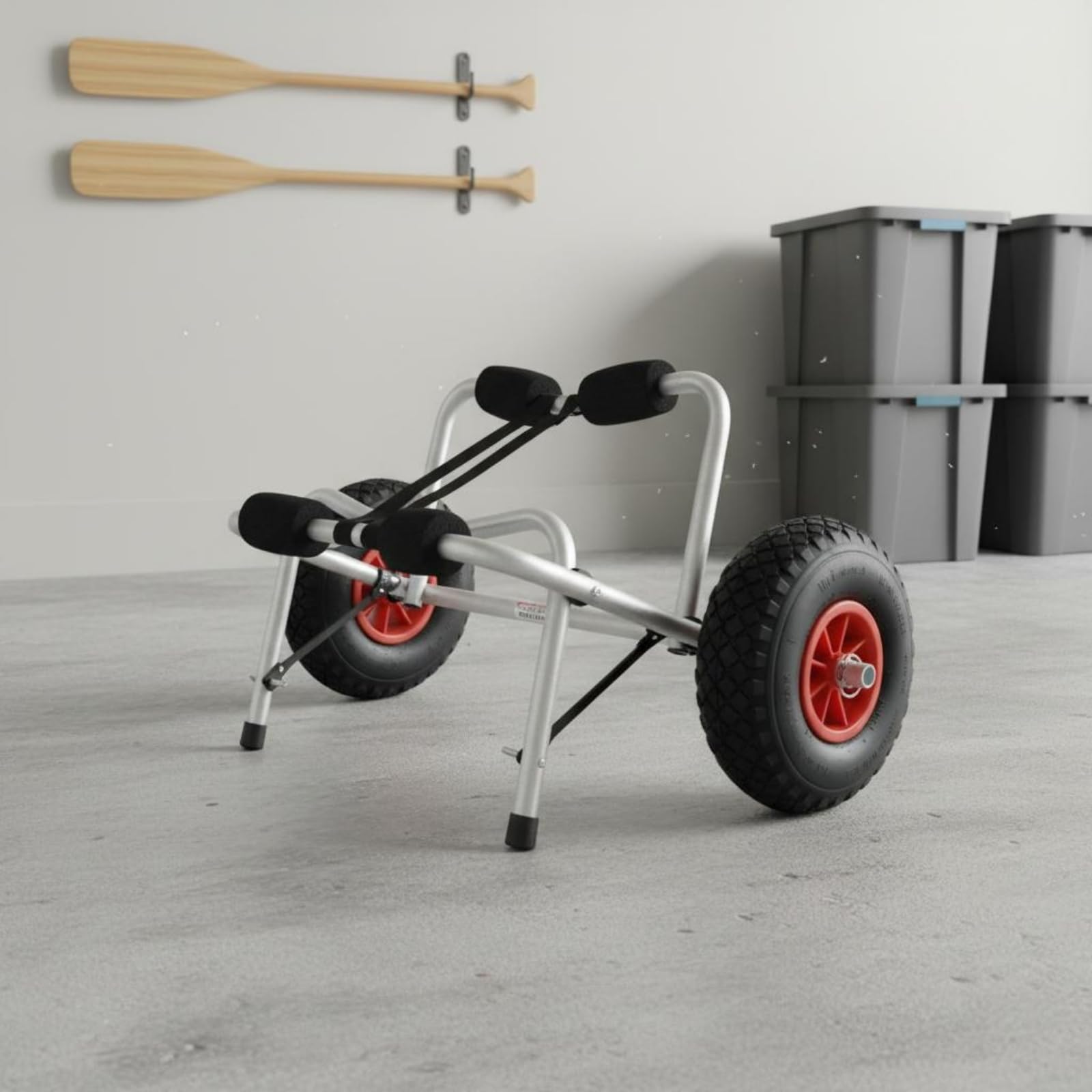Carrito de Kayak Plegable Carro Remolque Soporte Transporte Carga Marco de Aluminio con Neumáticos Inflables y Acolchado de Espuma Adecuado para Embarcadero Lago Excursiones