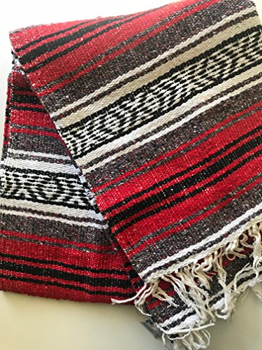 Mexitems Mexican Falsa Blanket Authentic 52" X 72" Pick Your Own Color (Red/Grey/Black)