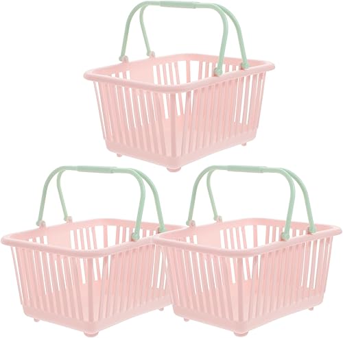 Vista 10 de Gadpiparty 3 cestas pequeñas de plástico para compras para niños, cestas de comestibles con asas, contenedor organizador pequeño para huevos, Blanco