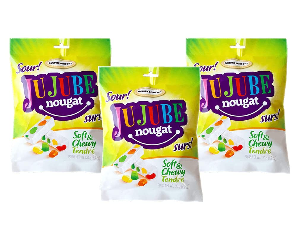 Golden BonbonItalian Sour Jujube Nougat Candy, Soft and Chewy With Fruity Jelly Beans Original Recipe 4.2 Ounces (Sour - Pack of 1)