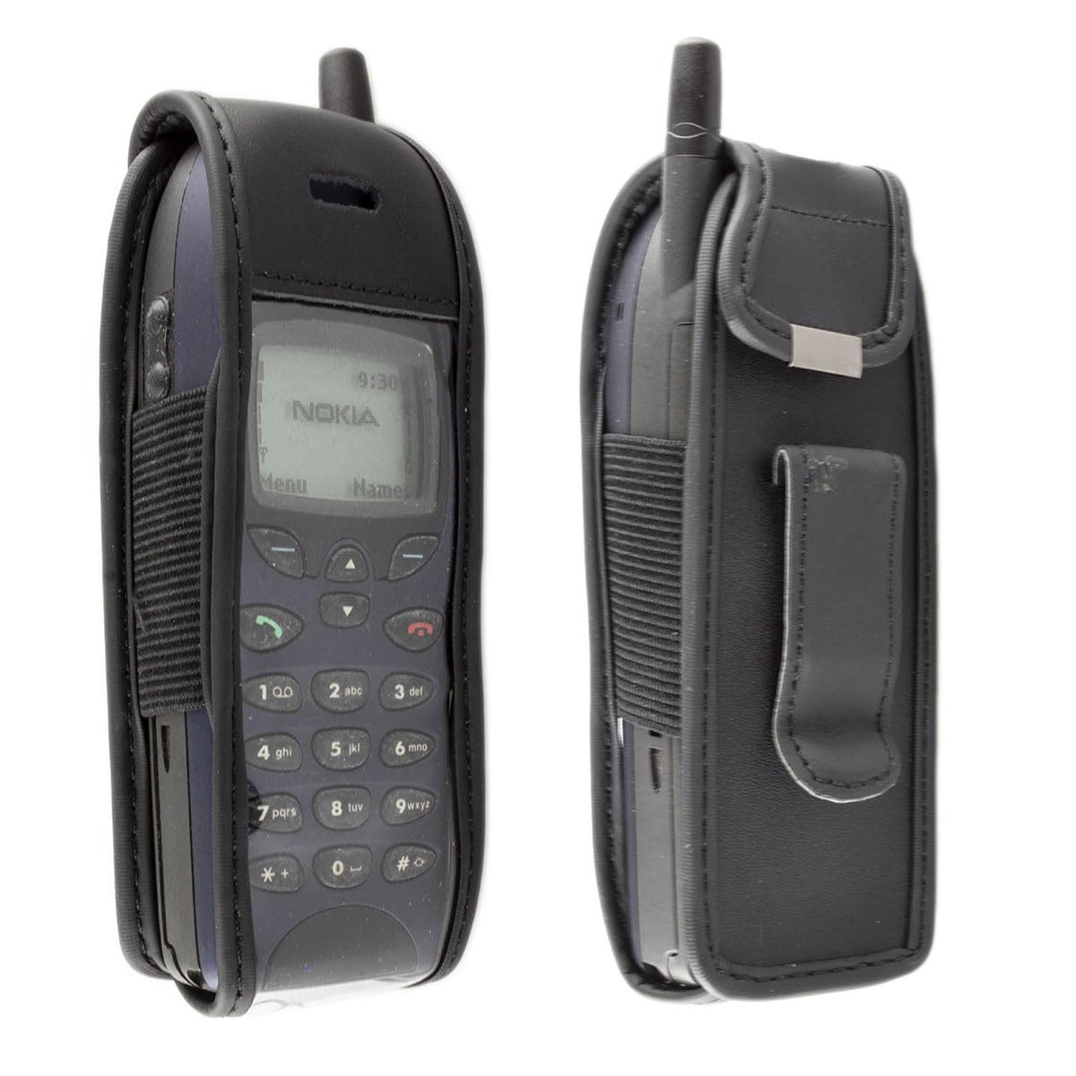 caseroxx レザー-ベルトクリップ付きケース、Nokia 5110/6110/6150に対応。本革製、ベルトクリップ付きポーチ、黒の表示ウィンドウ。