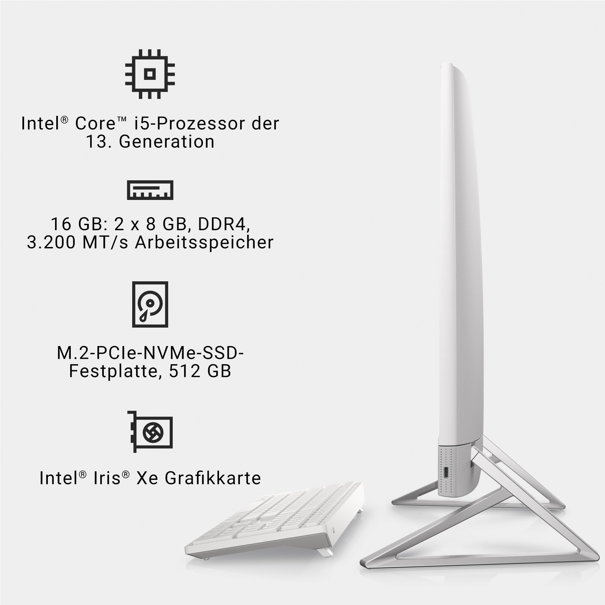Dell Inspiron 7730 All In One 27 FHD Display, Intel Core i5-1334U, 16GB DDR4 RAM, 512GB SSD, Intel Iris Xe Graphics, Windows 11 Home - White Cover