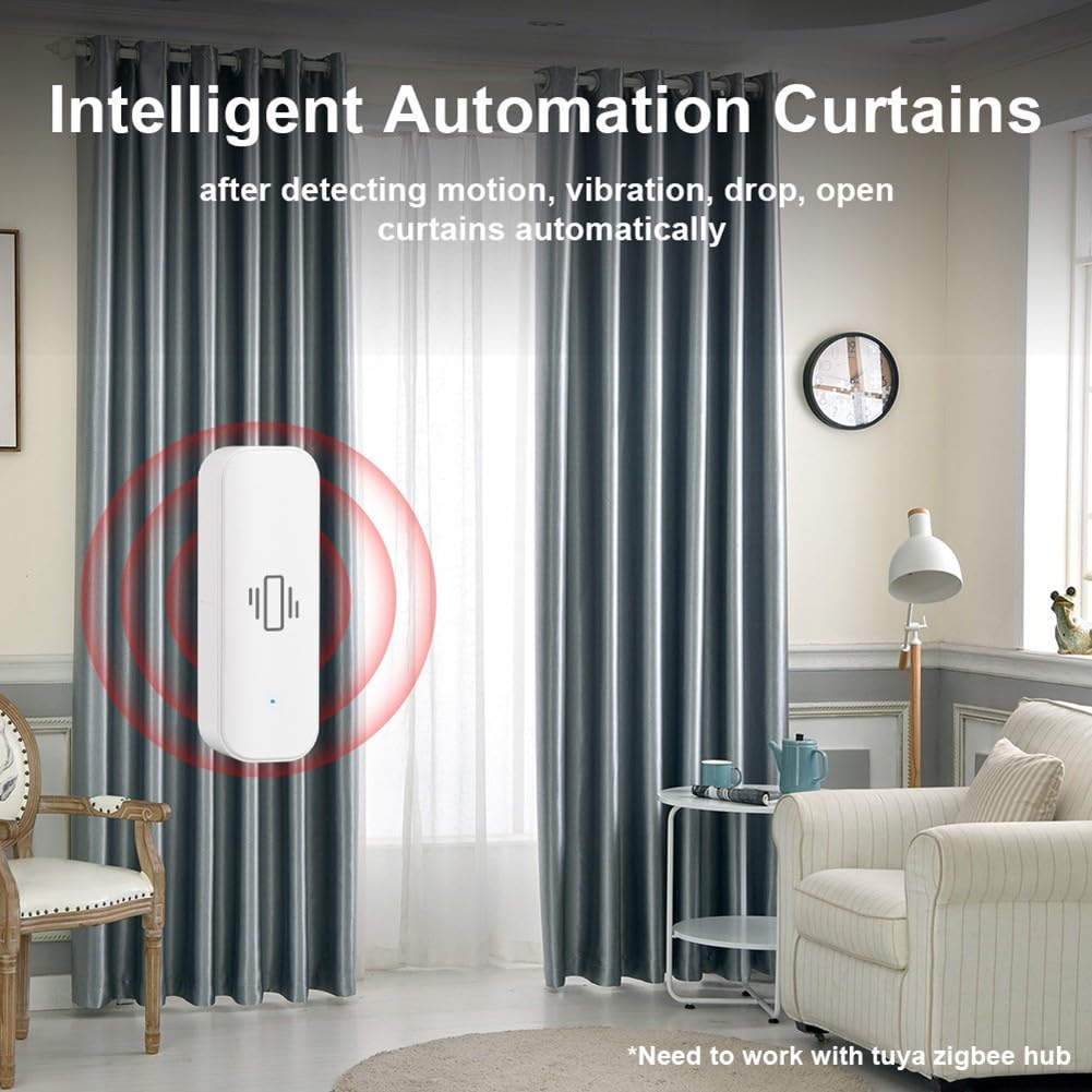 für Intelligenter Vibrationssensor WiFi-Vibrationssensor für Zigbee-Vibrationssensor für Tuya Smart Vibrationssensor WIFI Echtzeitalarm für Home Office Sicherheitsschutz (2 Stück)