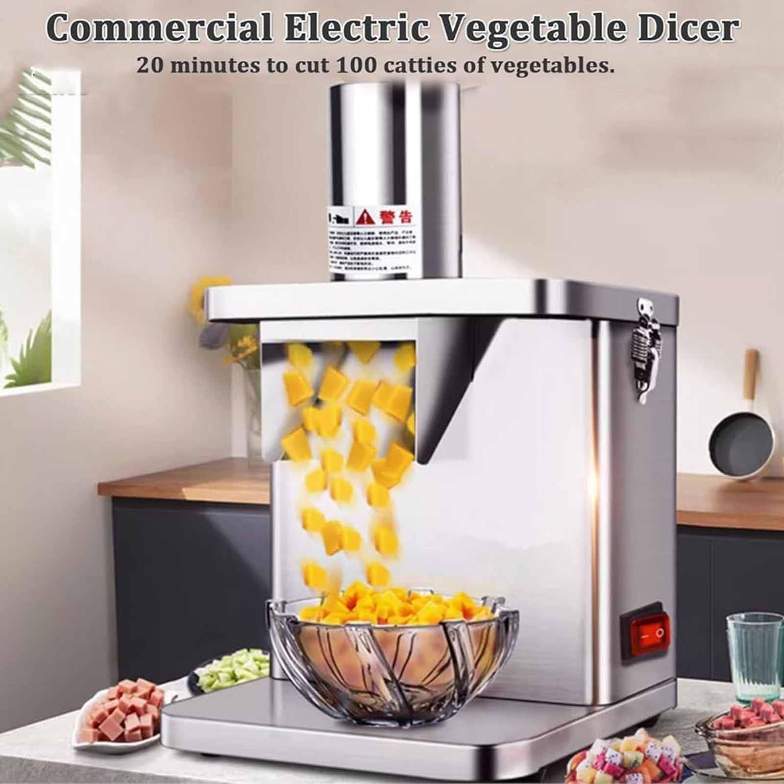 RENJJPBO 250W Vegetable Dicer Commercial Electric Potato Dicer Food Dicer Automatic Stainless Steel Vegetable Fruit Dicer Food Chopper Machine with