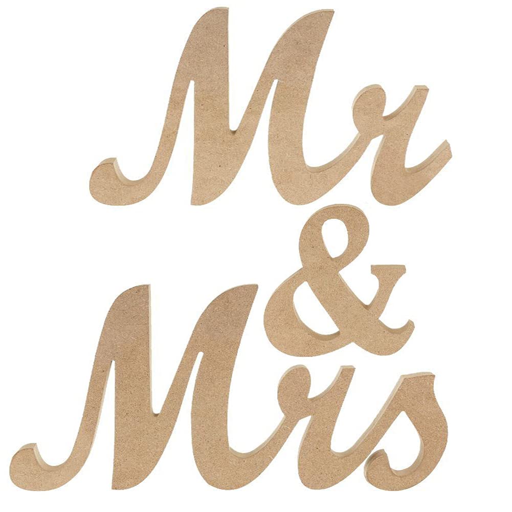 Alnicov Wood Color Vintage Style Mr and Mrs Sign Mr & Mrs Wooden Letters for Wedding Photo Props Party Banner Decoration,Wedding Shower Gift