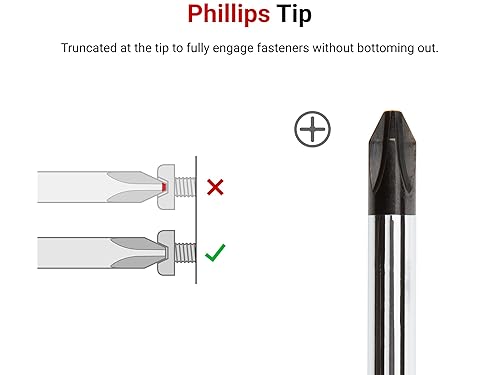 Miniatura 6 de TEKTON Destornillador Phillips #1 de mango duro (hoja de óxido negro)  DSP11001  Fabricado en Estados Unidos