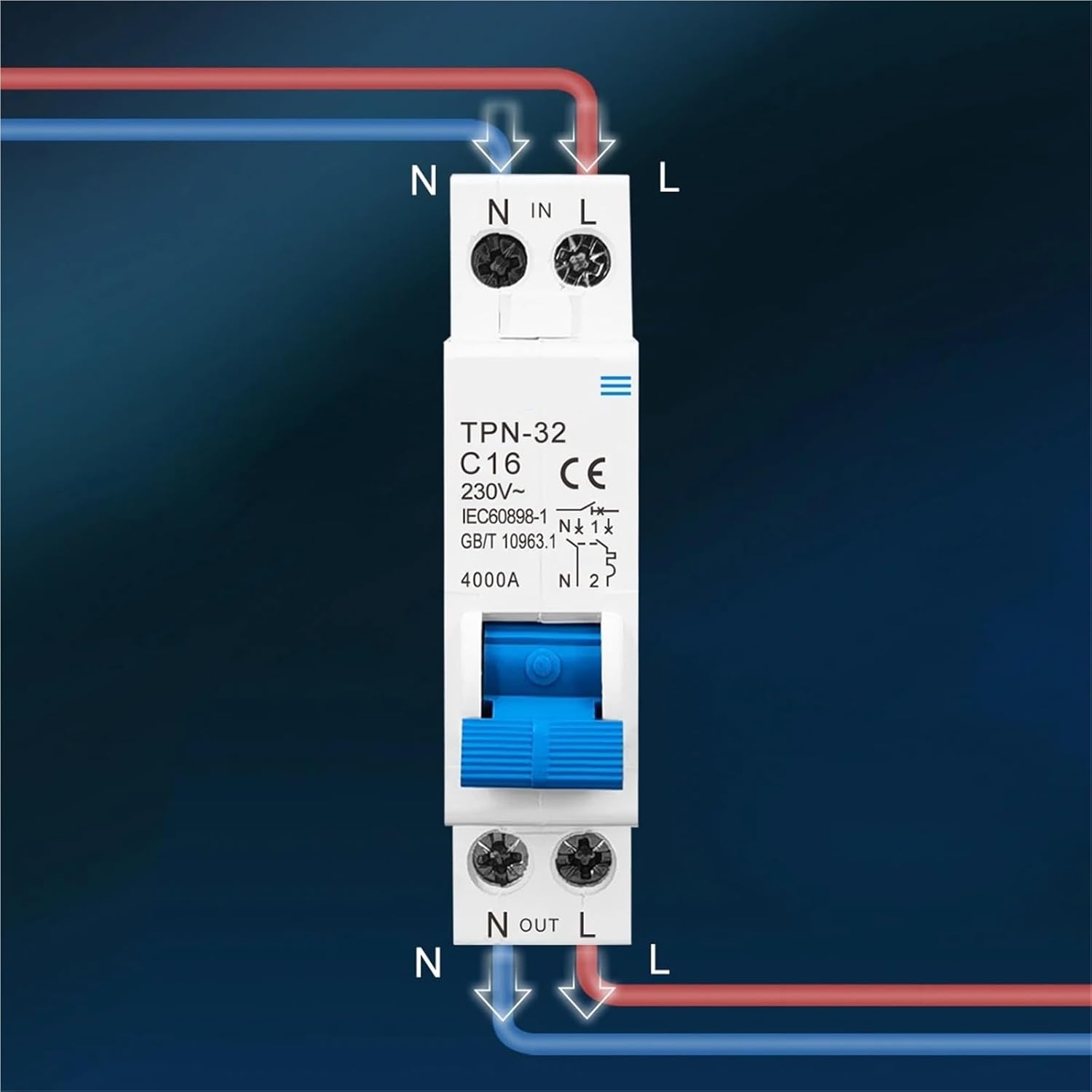 18MM TPN 1P+N Mini Circuit Breaker MCB 6A 10A 16A 20A 25A 32A Din Rail Air Switch 1Pcs(20A)