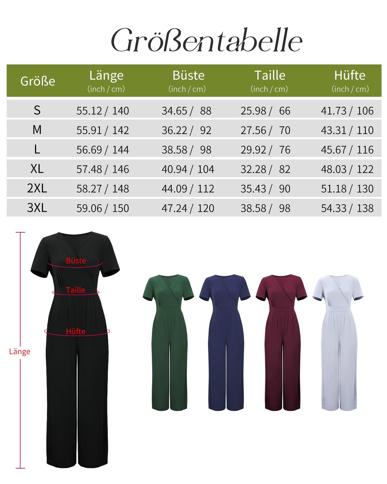 Tanmolo Damen Jumpsuit Elegant Sommer Kurzarm V-Ausschnitt Overall Weites Bein Romper Mit Taschen