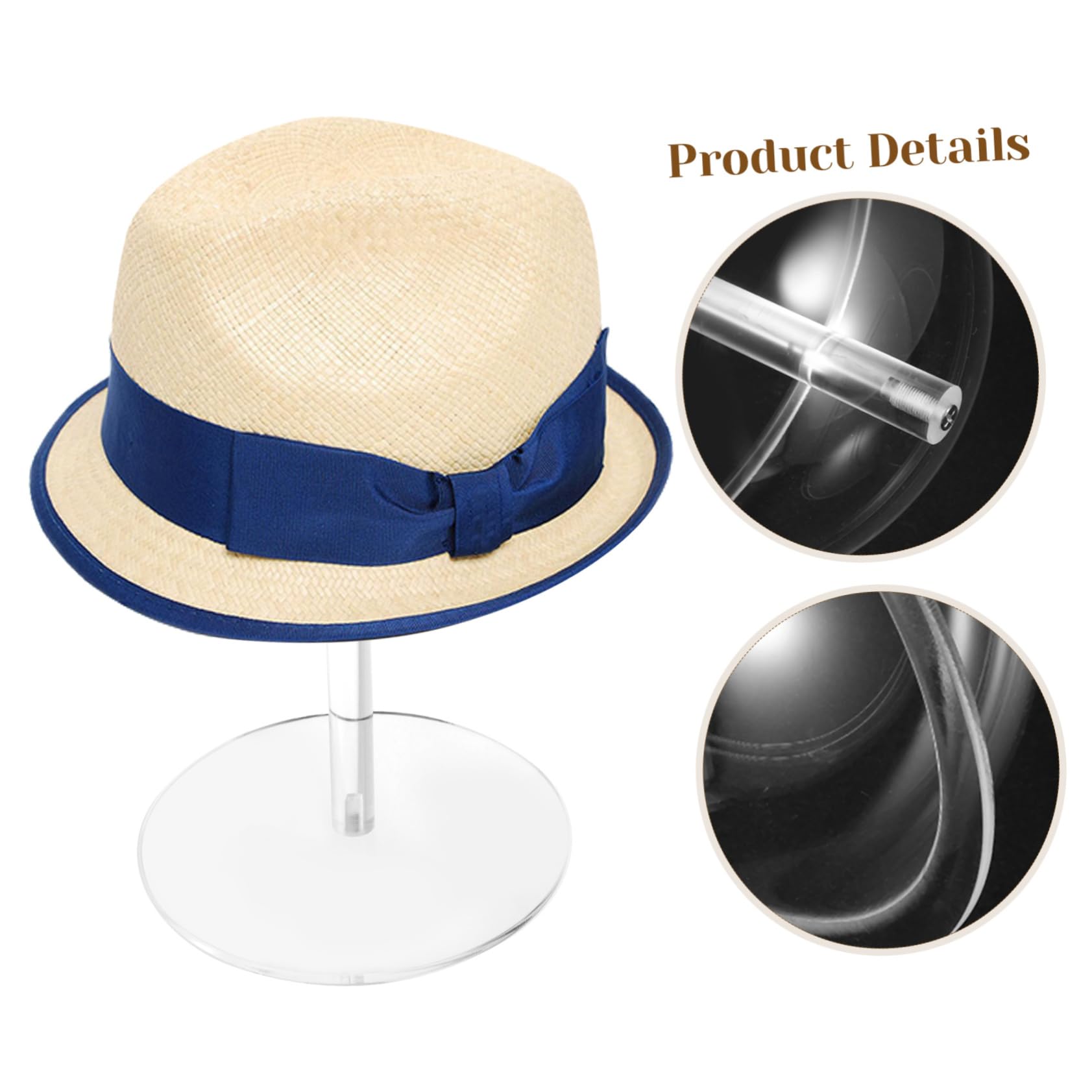 Espositore Sicuro per Cappelli in Acrilico Trasparente da Scrivania con Altezza Regolabile, Supporto per Cappelli e Design Semplice per Organizzazione Domestica