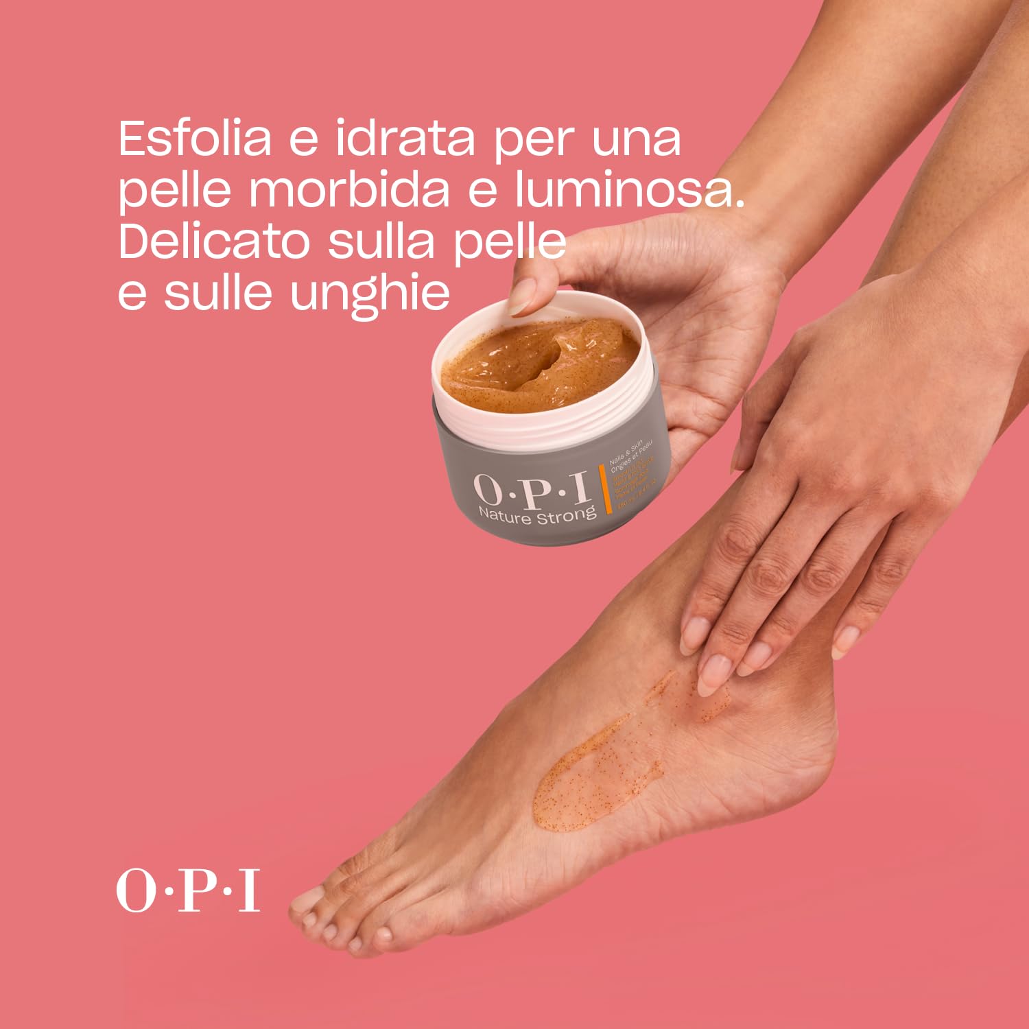OPI Nature Strong Trattamenti per Piedi– Spray per Calli e Talloni screpolati, Scrub Esfoliante e Pediluvio Ammorbidente per pelle idratata e morbida – Formato 250ml