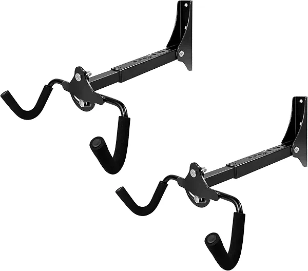 Emeroll Foldable Bike Wall Mount Rack, Bicycle Rack Storage, Horizontal Bicycle Storage Hanger Adjustable Bike Hanging Hook, Heavy Duty Bike Rack Hook Holder Mounted Garage Indoor or Home （2 Pack）