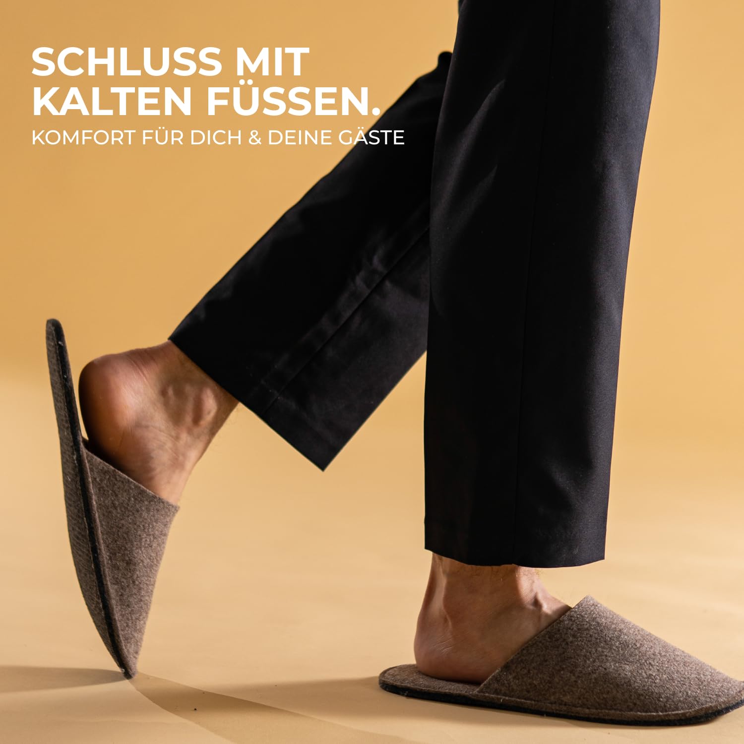 Wollfilz Gästehausschuhe Set mit Anti-Rutsch Sohle - Made in Germany - Gästepantoffeln Unisex Hausschuhe Gäste EU 36-47