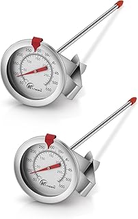 KT THERMO Candy/Deep Fry Thermometer with Instant Read,Oil Thermometer(2-Pack),8" Stainless Steel Stem Meat Cooking Thermometer,Best for Turkey,BBQ,Grill