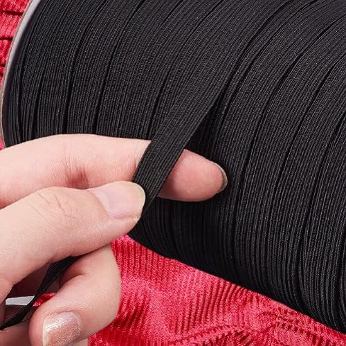 Noshad® Black, 12mm, 1/2" Half inch Flat Elastic Band Cord for Sewing Skirt Dressmaking, Haberdashery, Clothing