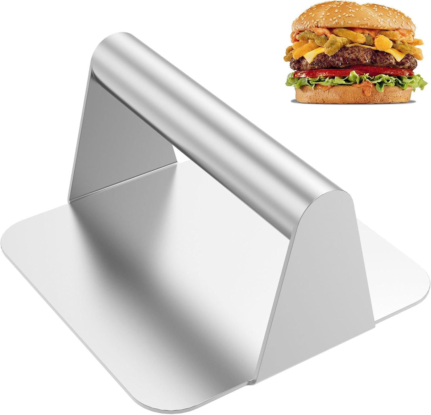 Istara Burger Press Stainless Steel Hamburger Press Square Burger Smasher Bacon Steak Press Non-Stick Hamburger Patty Maker with Handle for Flat Top Griddle