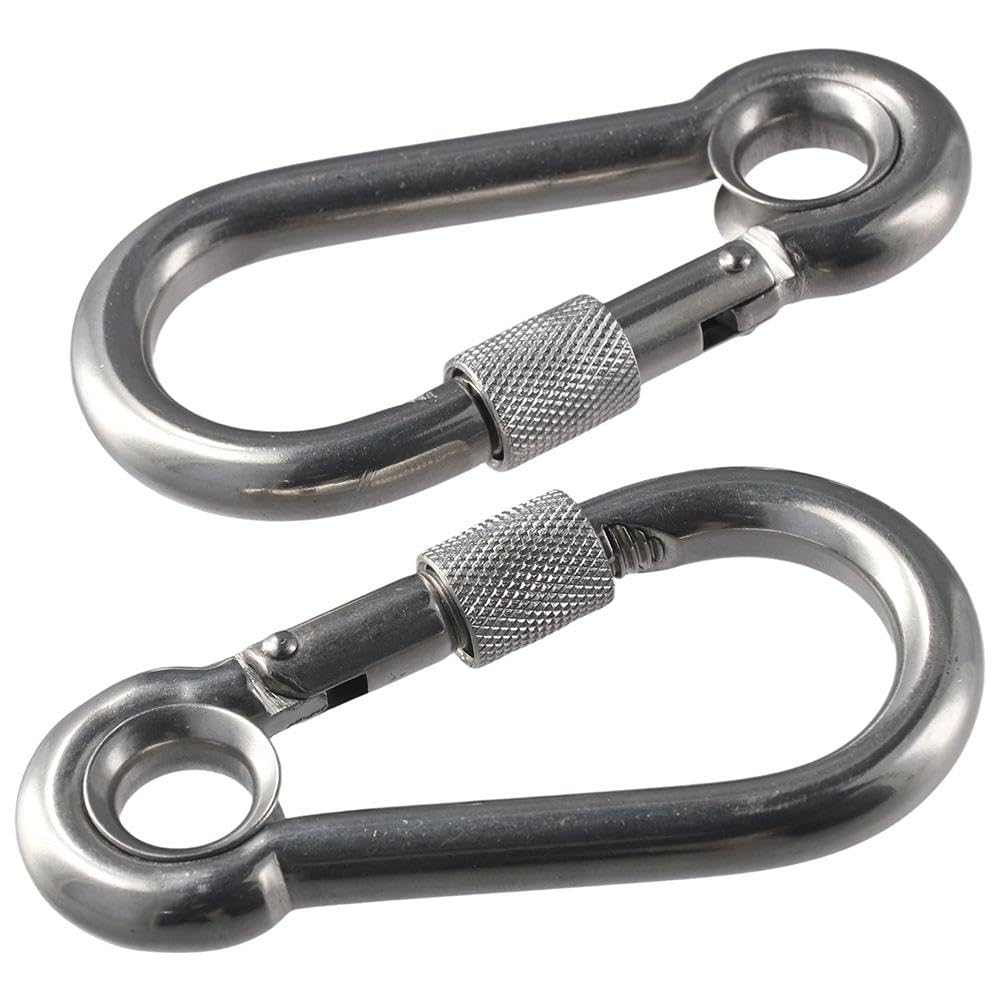 Upluckey Carabiner Clips 2 PCS 3.96 Inch Heavy Duty 304 Stainless Steel Clip Hook Durable Bright Finish Spring Snap Hook Hammock, Swing - Image 2