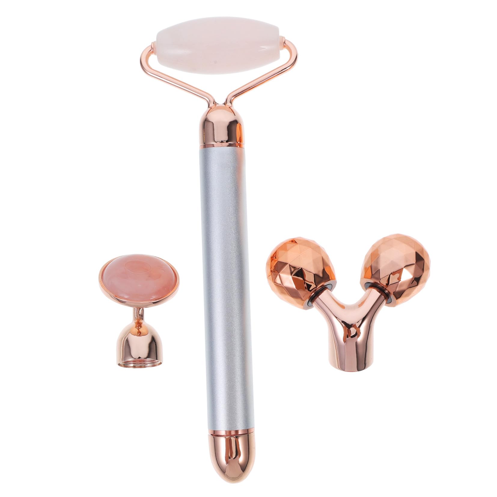 IMIKEYA Rullo Argento Jade Cristallo 1 di Viso Massaggiante in e 3-in-1 da Lega di Zinco Ridurre le Rughe e Stimolare la Produzione di Collagene Set Cura per per Pelle Femminile