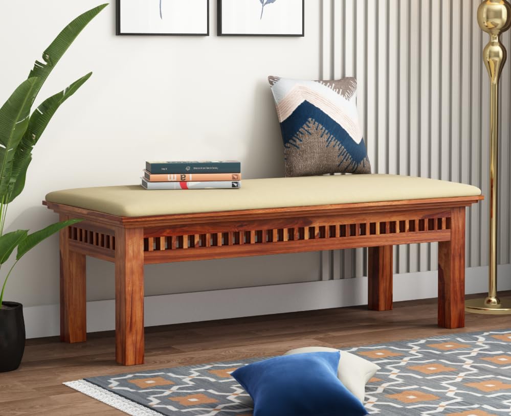Woody Furniture™ Solid Sheesham Wood 3 Seater Bench for Living Room | Wooden Bench for Dining | Patio Outdoor & Balcony Benches for Drawing Room | Bench for Bedroom (Teak Finish)-image-47