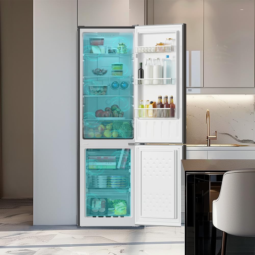 Cecotec Kühl-Gefrierkombination Bolero CoolMarket Combi 250 Dark D. Inverter Plus Kompressor, Dunkler Edelstahl 180X55Cm, 250L, No Frost, Klasse D, Multi Air Flow, Fast Cooling, Humidity Box Schublade