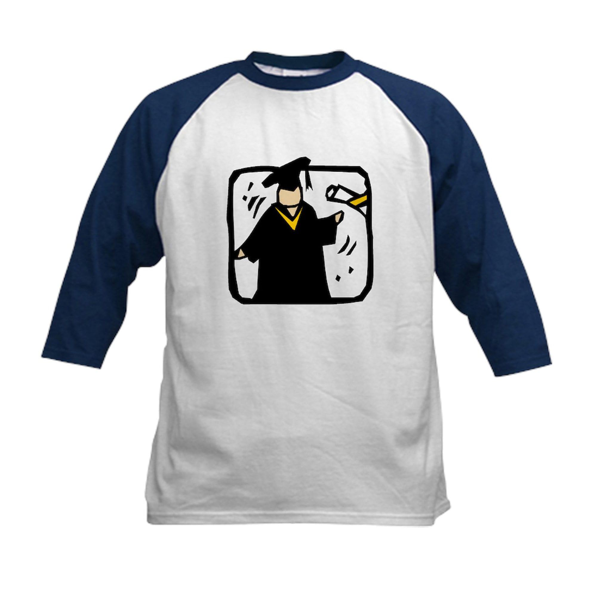 CafePress Graduate Receiving Diploma Graduation Baseball Jersey Kids Cotton Baseball Jersey, 3/4 Raglan Sleeve Shirt Navy/White