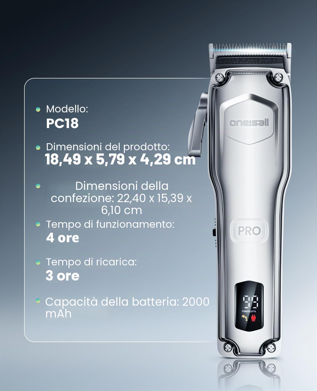 oneisall Tosatrice per cani per toelettatura di peli spessi, kit per la toelettatura dei cani a basso rumore con lama in acciaio inossidabile, rasoio impermeabile per cani spessi/opachi/annodati/fini
