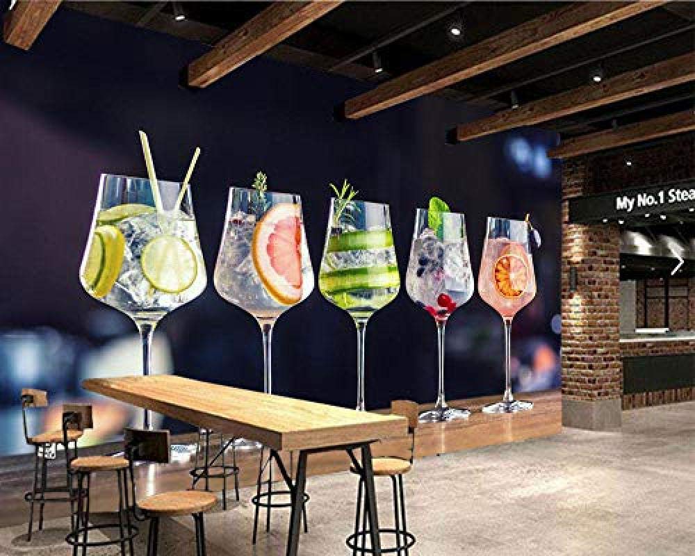 Papel Pintado Mural Copa De Cóctel De Bebida Mixta Cartel 3D Fotos Paredes Arte Hab Pared Pintado Papel Tapiz 3D Decoración Dormitorio Fotomural Sala Sofá Pared Mural-300cm×210cm