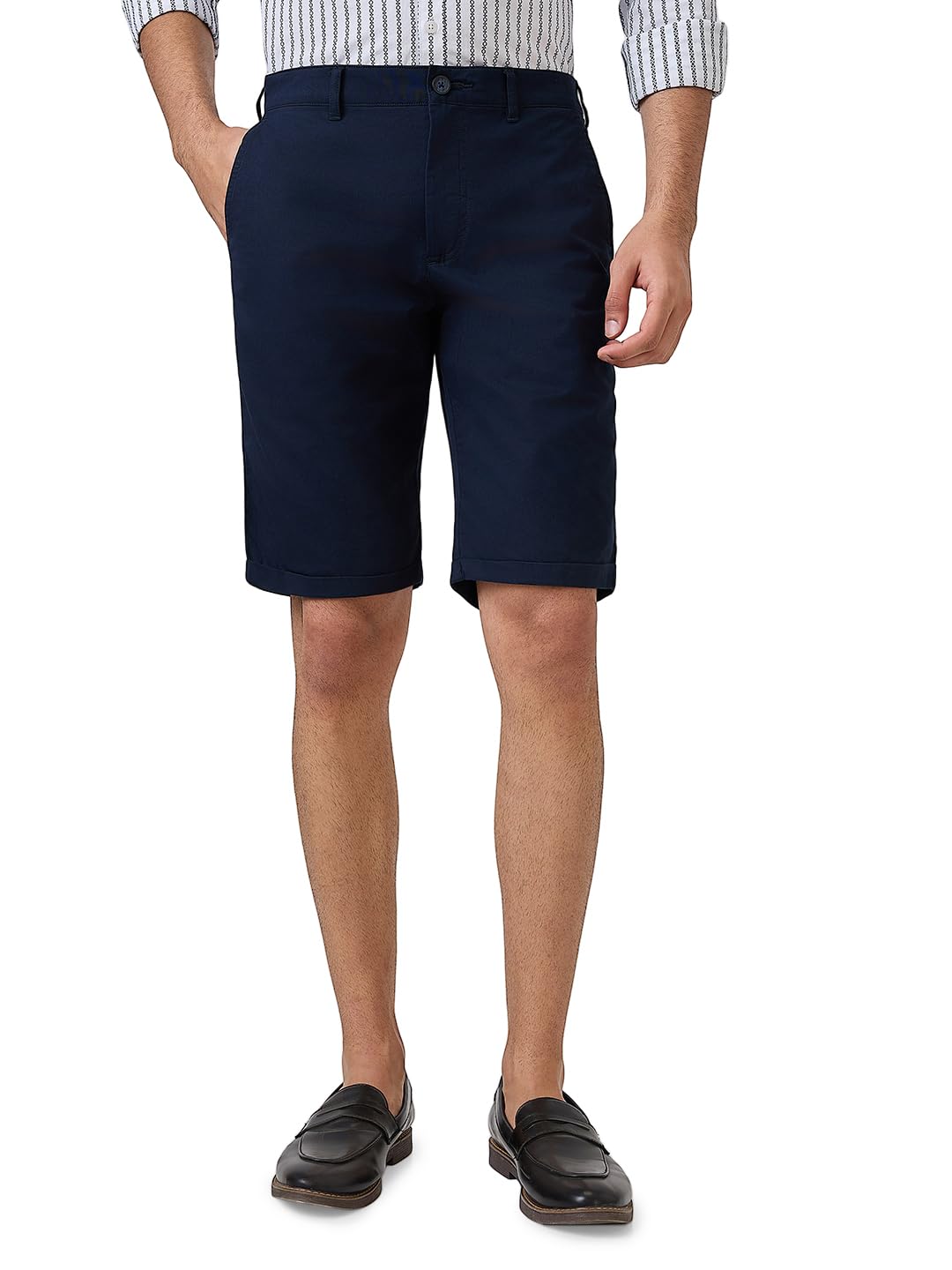 colorplus Men Regular Fit Twill Pattern Cotton Blend Casual Shorts (Size: 36)-CMHQ00586-B7 Blue-picture-31