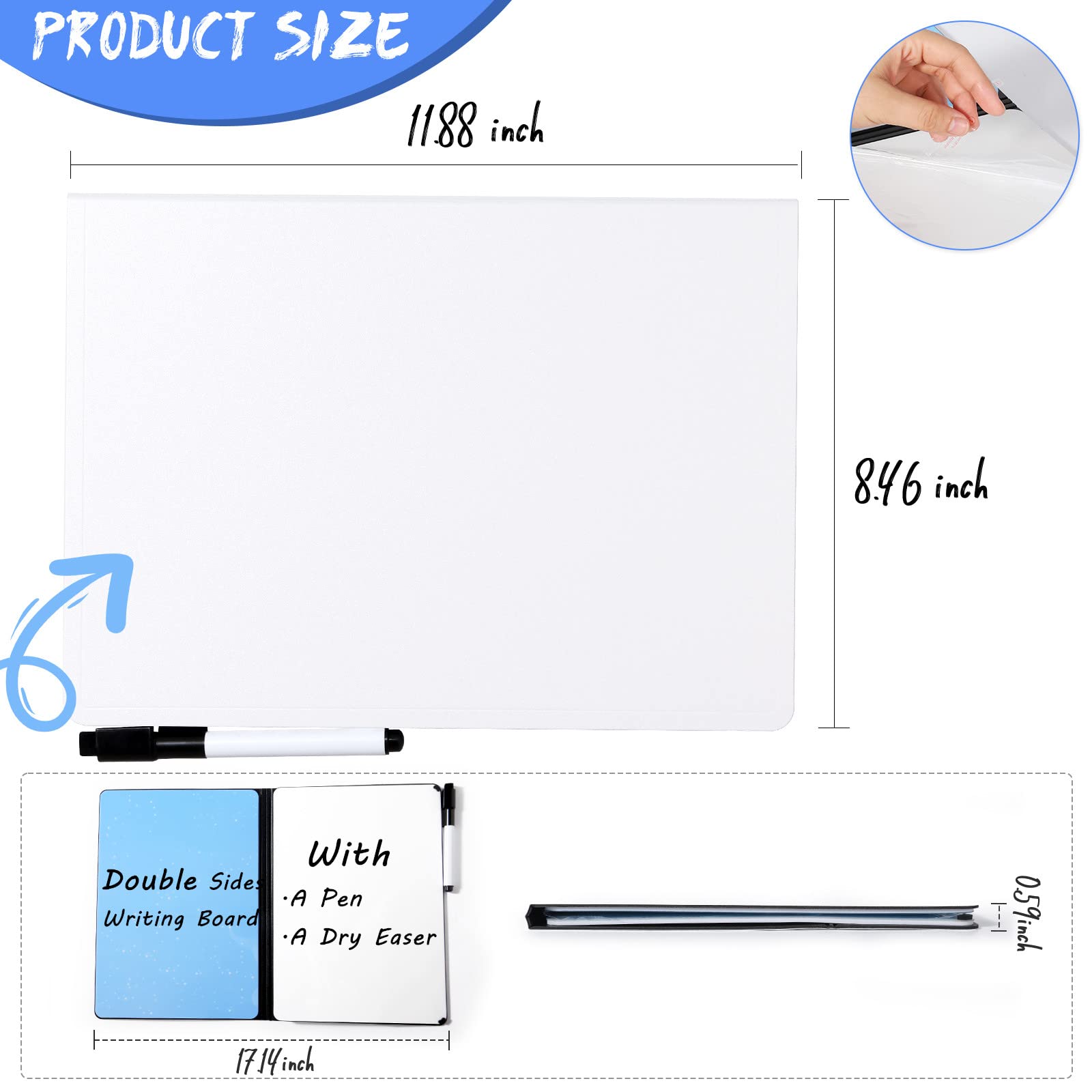 AGM A4 Mini Portable Whiteboard Notebook, Book-Style Small Whiteboard with Pen and Eraser, for Study Meeting, Draft, Notes, Doodling - Image 2