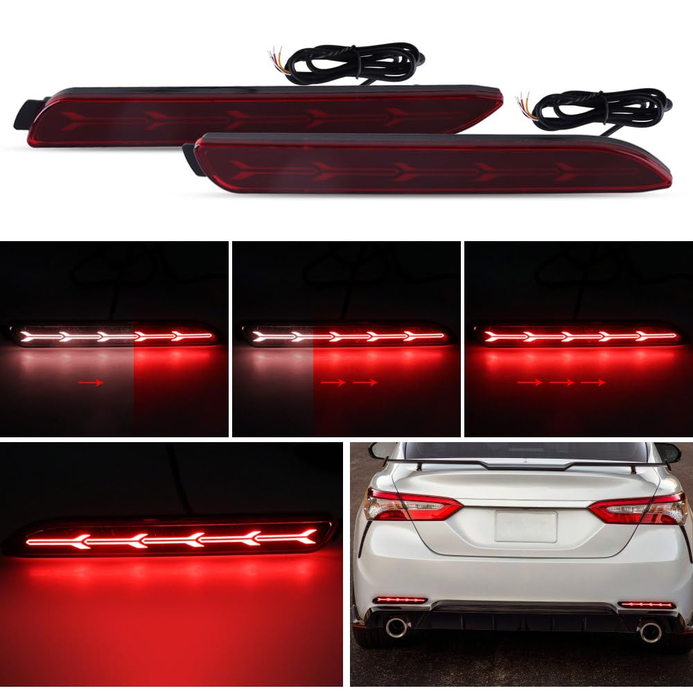 LED Rear Bumper Reflector Brake Signal Tail Lights and Sequential Turn Signal Lamps for Toyota Camry 06-14,Matrix Lexus