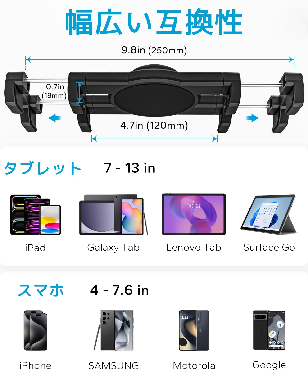 Amazon.co.jp: woleyi 車載 タブレットホルダー シートレール 穴あけ