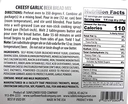 Rabbit Creek Beer Bread Mix Variety Pack of 3 – Cheesy Jalapeno, Cheddar Bacon & Cheesy Garlic Beer Bread Mix