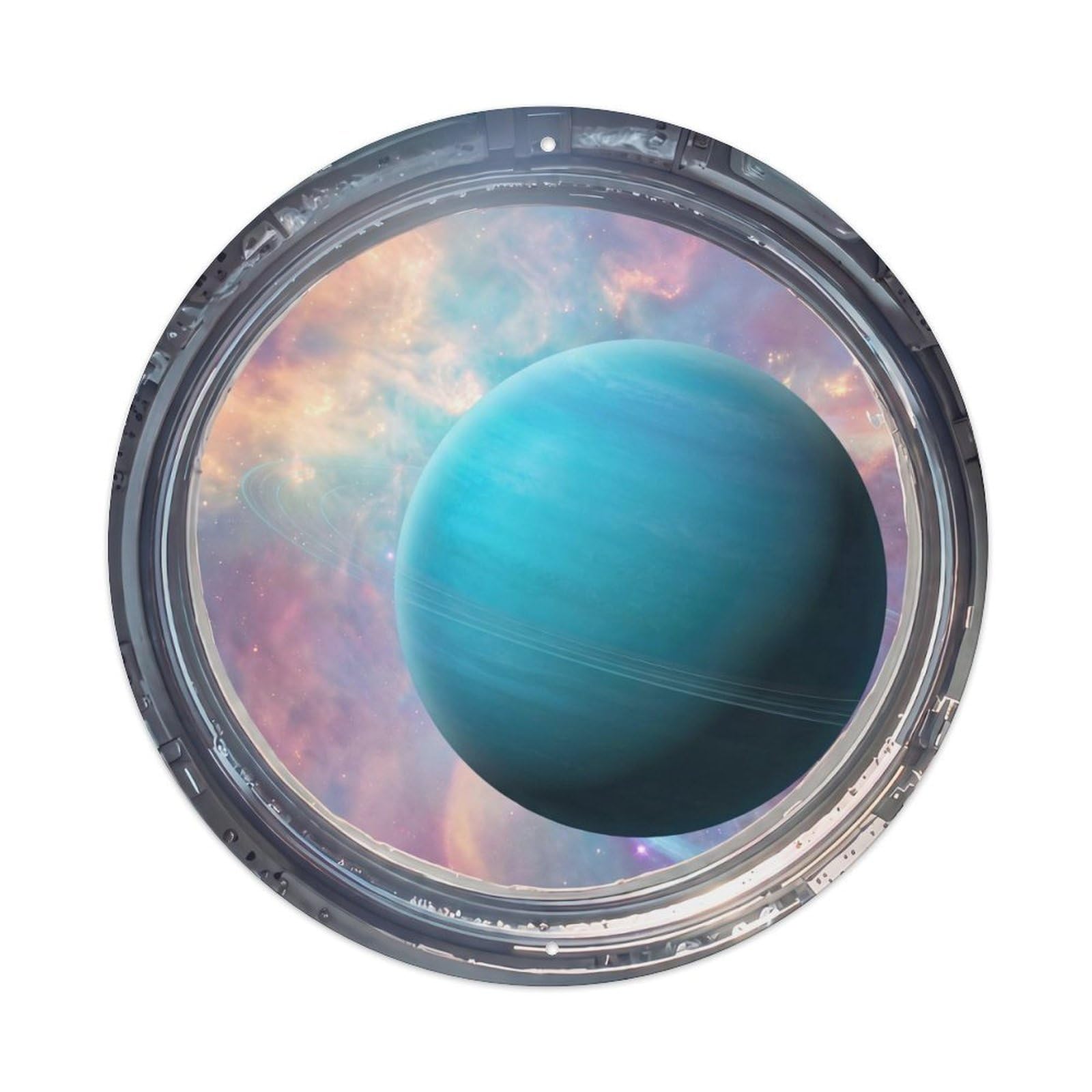 Cyan Ice World from Space Station Porthole Metal Tin Sign