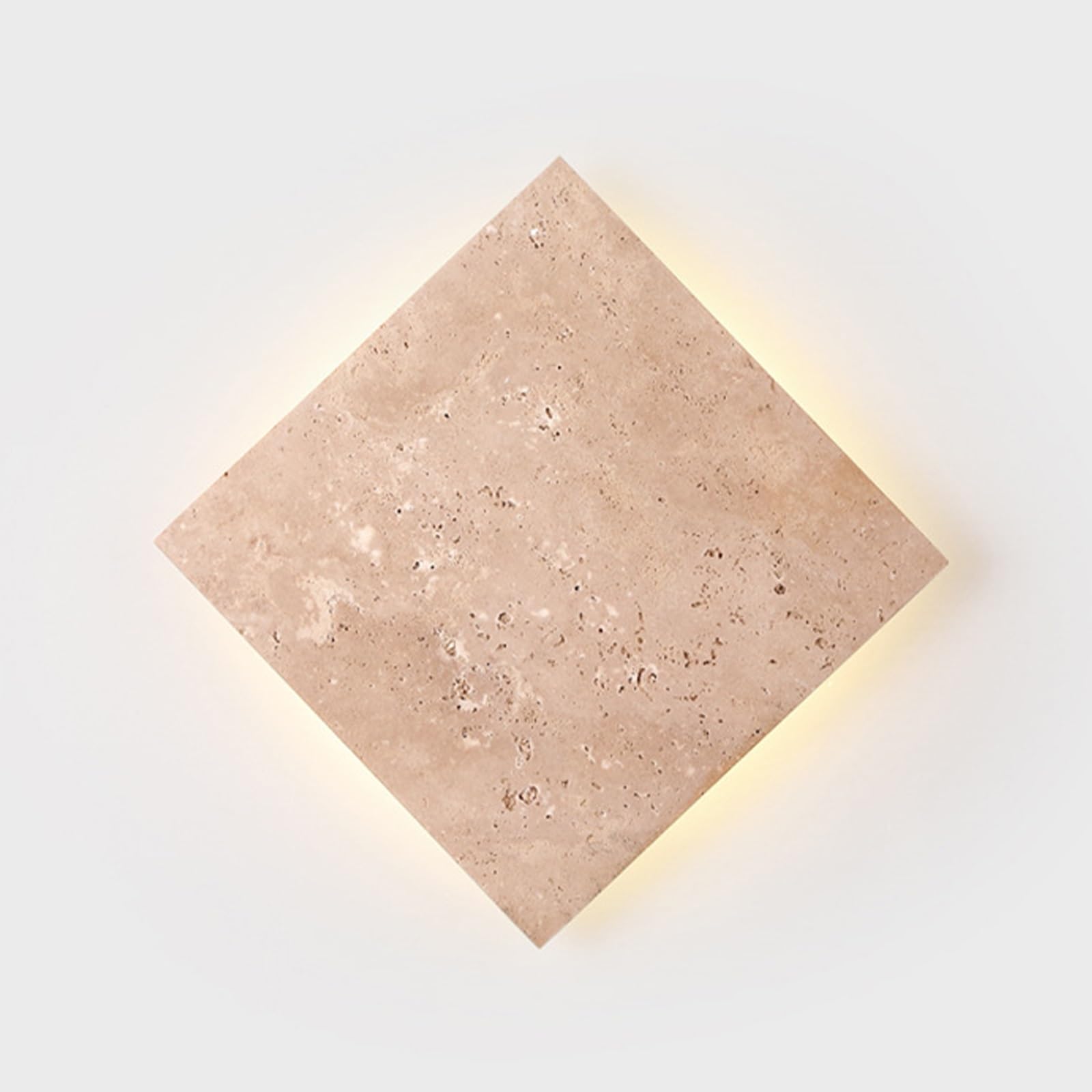 SXWNBIFH Marble Wall Lamp Geometry Square Wall Sconce 18W LED Wall Lights Fixtures Farmhouse Style Indoor Decor Wall Lamps Yellow Travertine Sconce Light for Living Room Porch