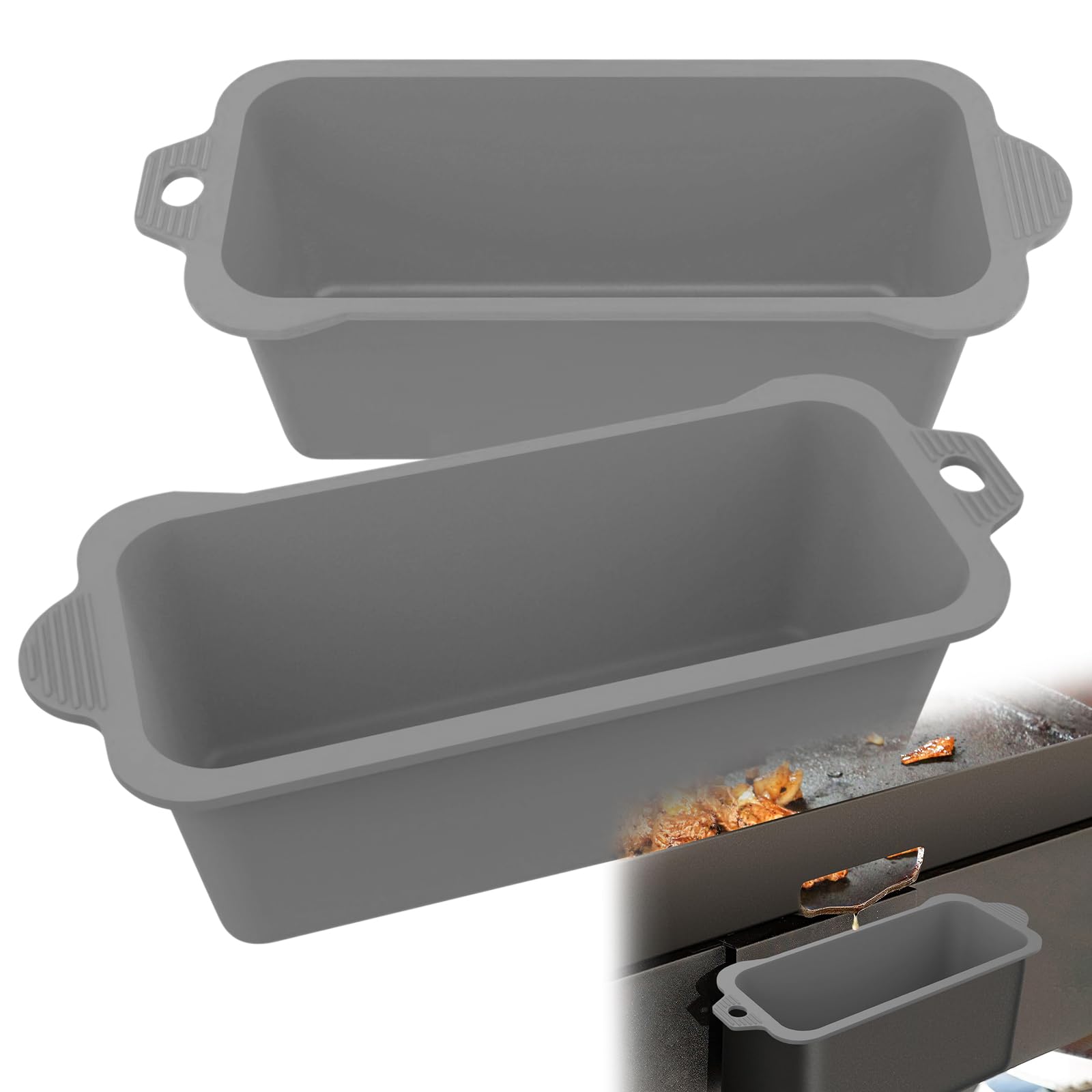 Drip Pans,Upgrade 2 Pack Reusable Silicone Grease Cup Liners for Blackstone Griddle, Grease Catcher Liner Grill Grease Tray Accessories (Grey)