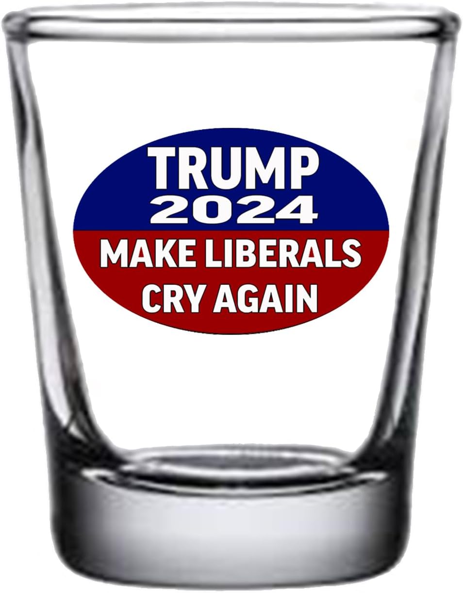 Rogue River Tactical Funny Donald Trump 2024 Make Liberals Cry Again Sarcastic Shot Glass Gift For Republican or Conservative Sarcastic Joke