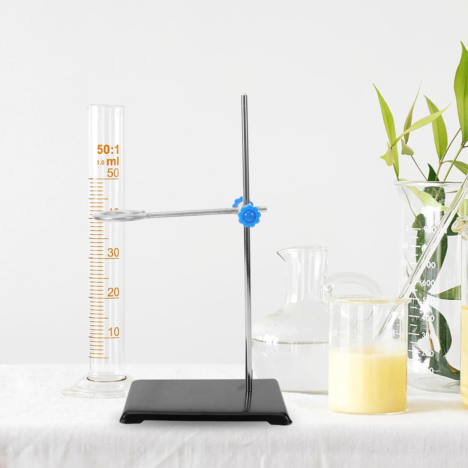 Laborständer aus Eisen mit Reagenzglasklemme und Stabiler Quadratischer Basis für Chemielabor Praktisches Stativ zur Sicheren Befestigung bei Experimenten