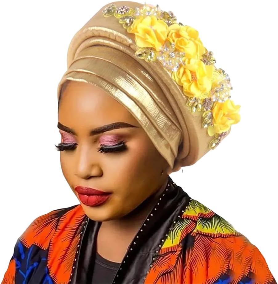 Dvbfufv African Flower Turban Cap Lady Headwraps Women's Wedding Party Auto Hat Outfits