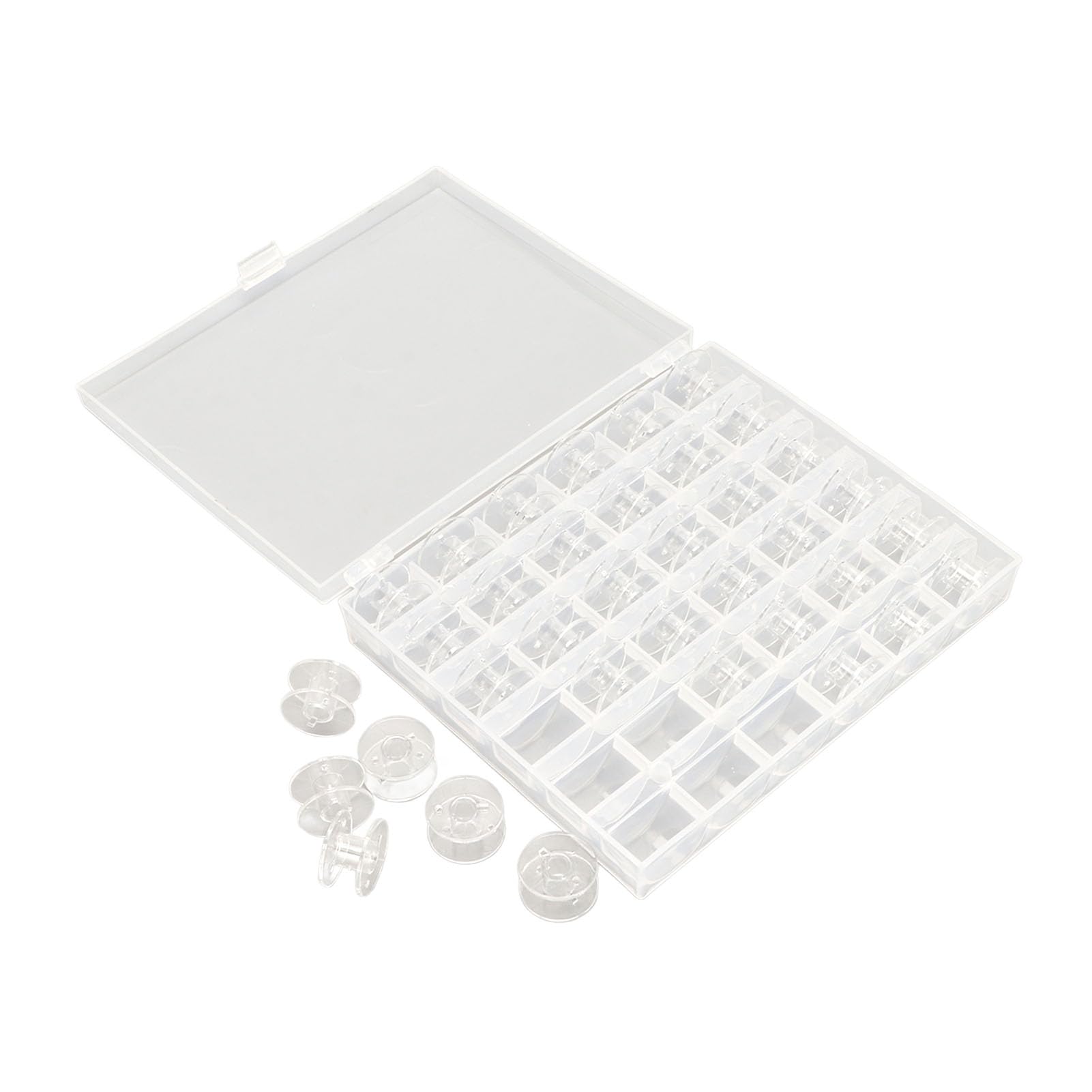 NDNCZDHC 10 zestawów 36 szpulek do maszyn do szycia z tworzywa sztucznego z etui, lekkie, przezroczyste plastikowe szpule do maszyny do szycia