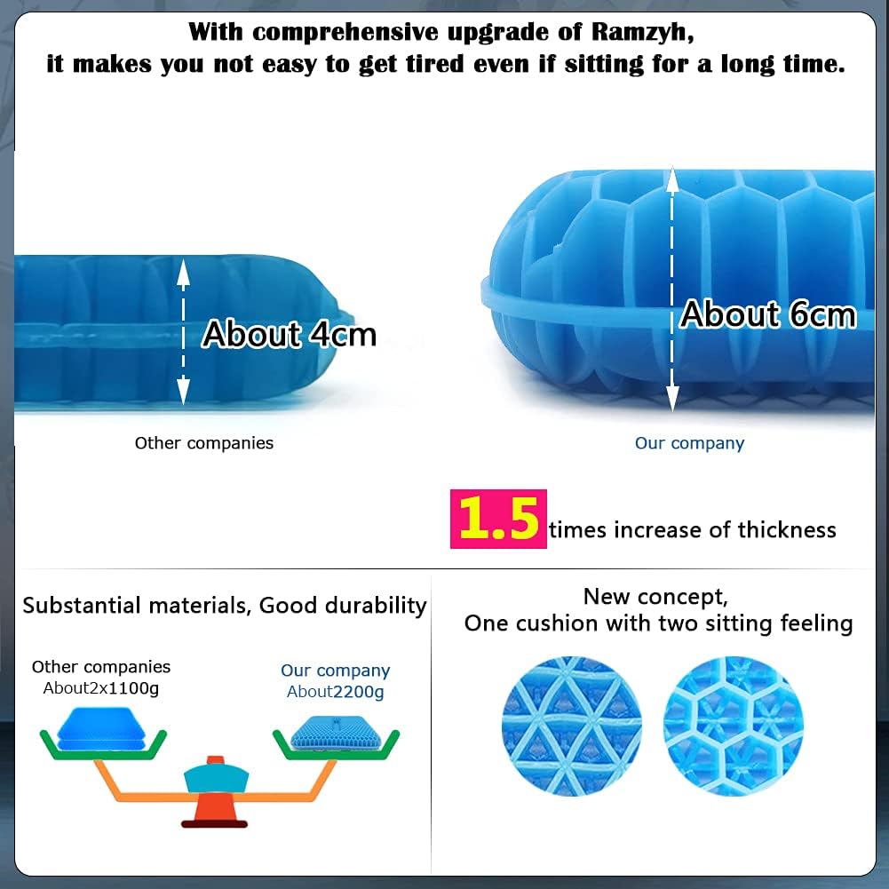 Double-Sided Gel Seat Cushion, Thicken Egg Seat Cushion,Non-Slip Cover,Help in Relieving Back Pain & Sciatica Pain,Seat Cushion for The Car,Office,Wheelchair&Chair.Breathable : Office Products