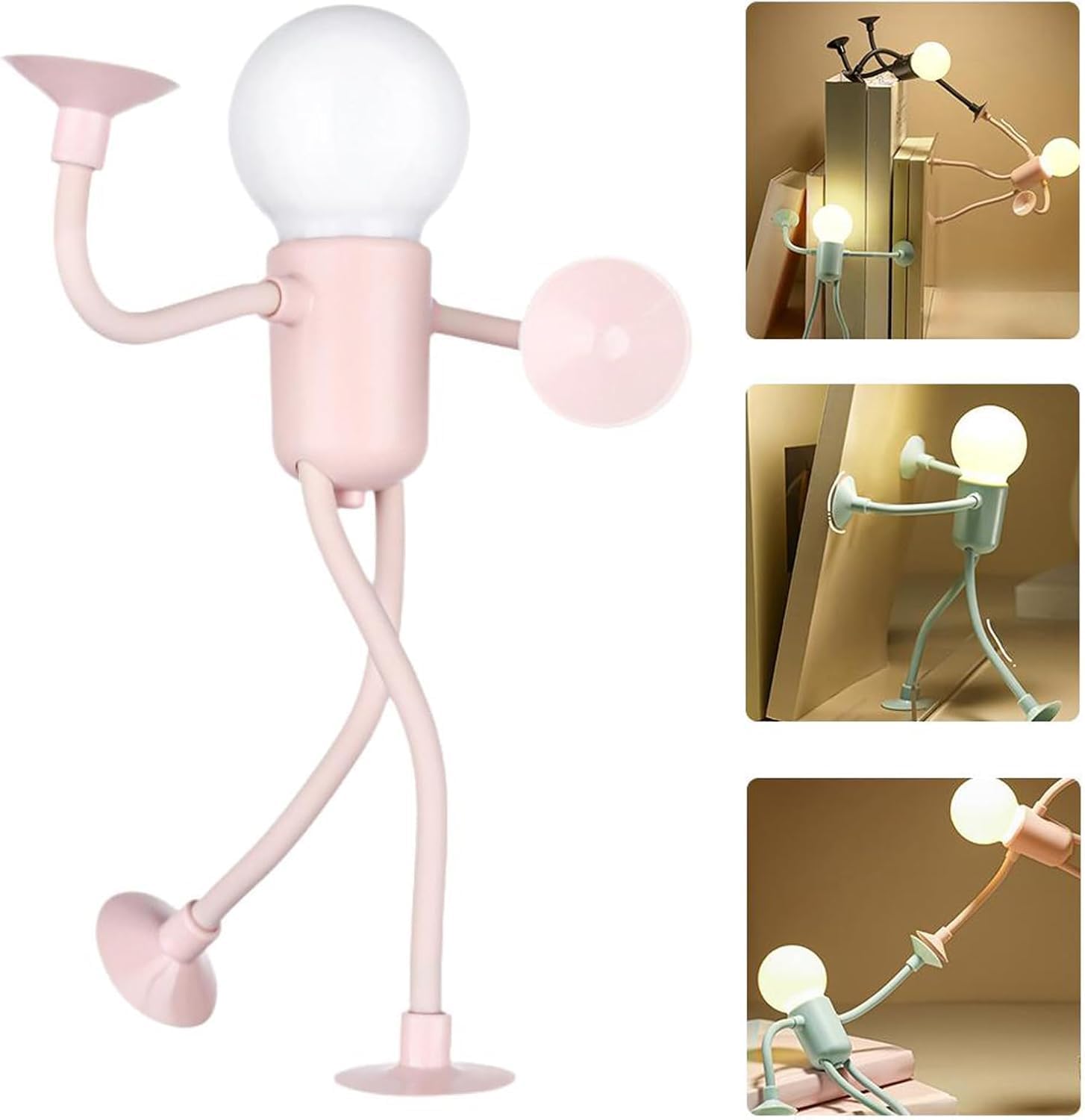 Changeable Shape Funny Sportsman Night Light,Cute LED Light Bulb Mini Night-Lights,Suction Cup Shape-Changing Night Lamps for Bedroom Bathroom Hallway Kitchen,2026 NightLight for Adults & Kids (Pink)