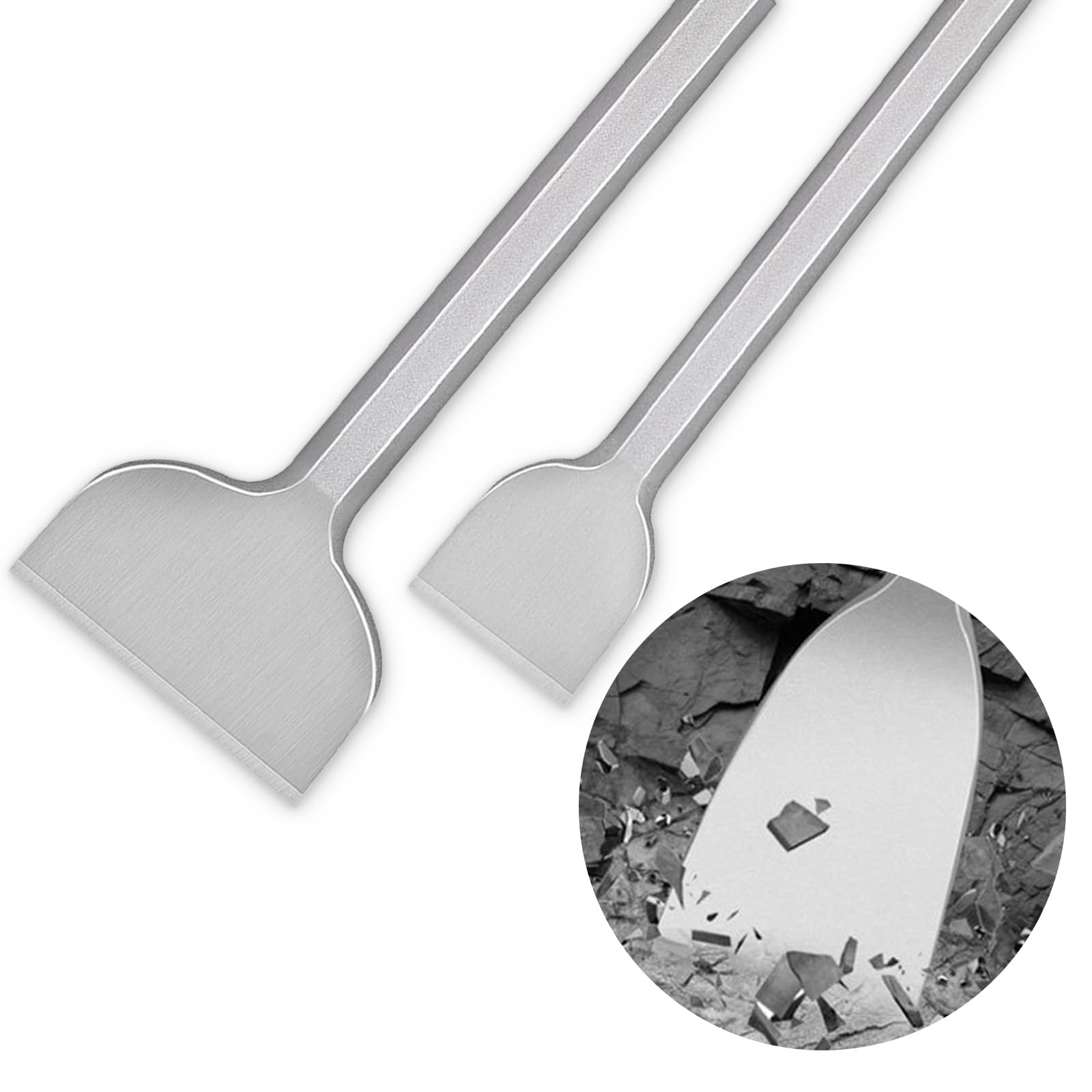 Alrens Juego de cinceles para martillo perforador, 2 unidades, para martillo perforador, 280 x 100 mm y 250 x 40 mm, adecuado para hormigón, mampostería, yeso, etc