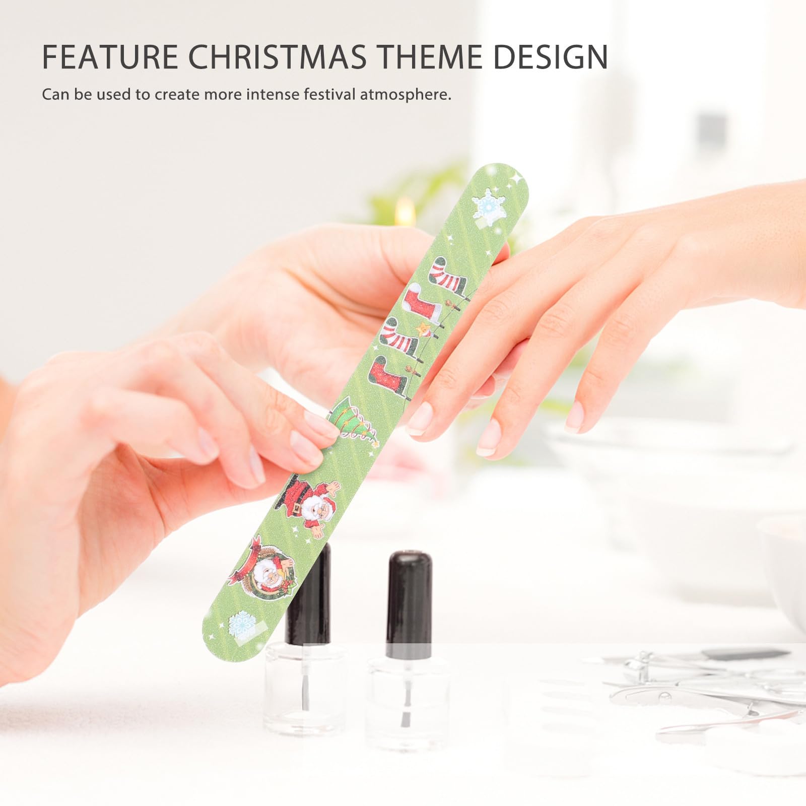 DOITOOL 12 Stück Professionelles Nagelfeilen Satz mit Weihnachtsmotiv für Natürliche und Künstliche Nägel Emery Board aus Sandpapier für Selbstgemacht Maniküre und Pediküre zu Hause