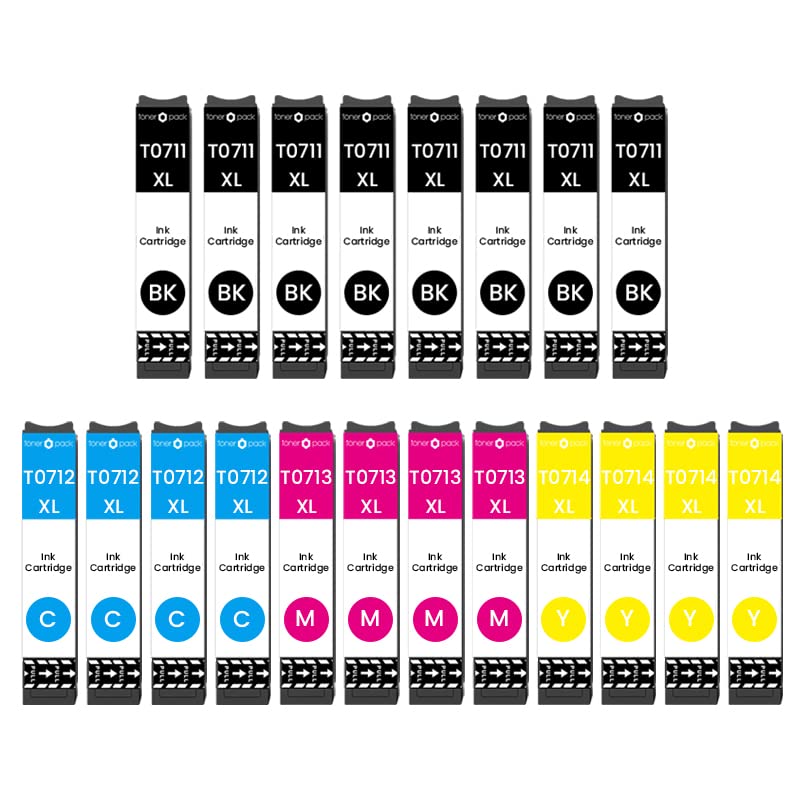 TONERPACK T0715 Cartuchos de Tinta para Epson T0711 T0712 T0713 T0714 Compatible con Epson Stylus SX100 SX105 SX115 SX205 SX210 SX218 SX400 SX405 SX515W DX4000 DX4400 DX7400 DX8400 BX300F (Pack 20)