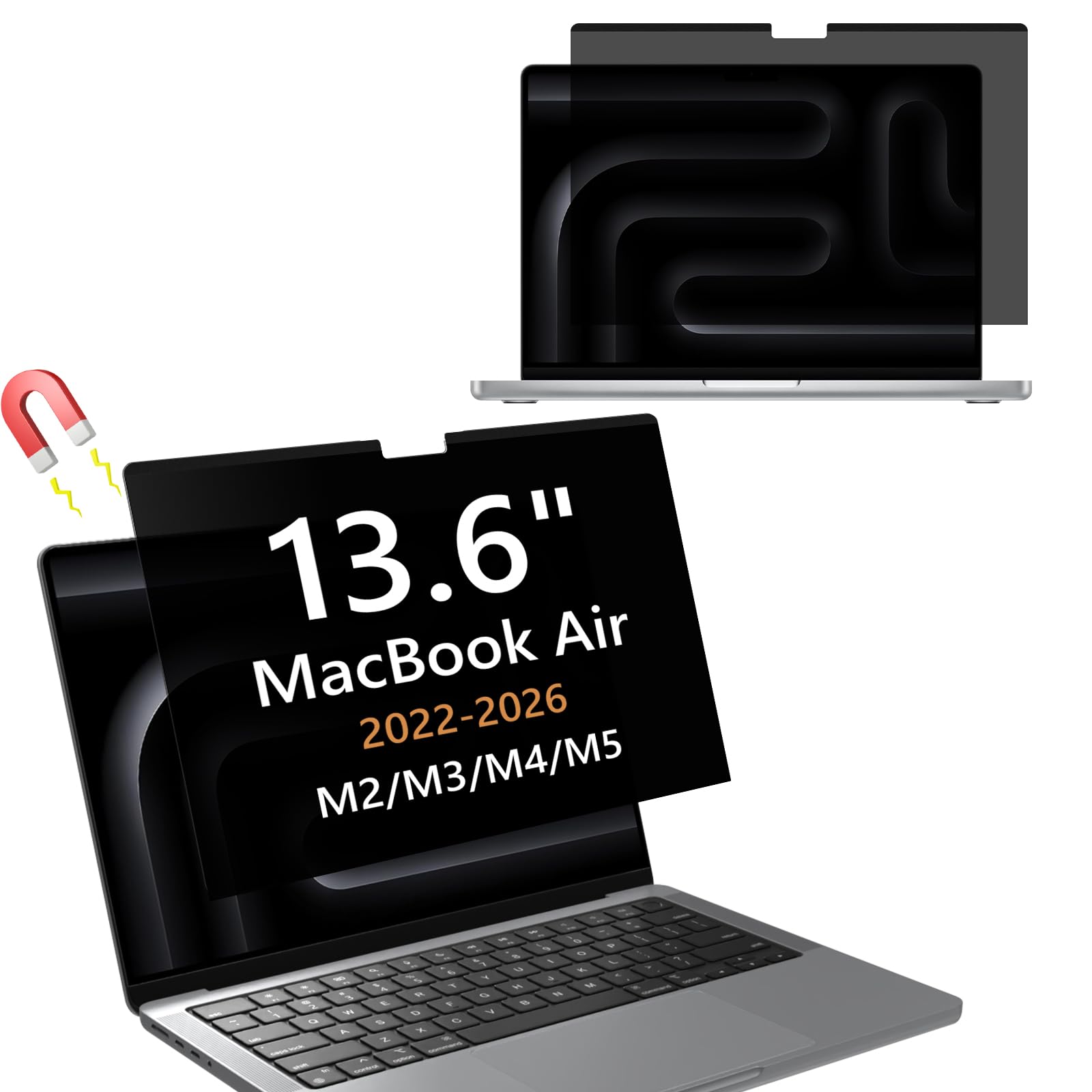 Magnético Filtro de Privacidad para MacBook Air 13,6 Pulgadas (2022-2026, M5/M4/M3/M2), Anti Luz Azul, Antirreflectante, Extraíble Filtros de Pantalla para Ordenador portáti para Mac 13,6”