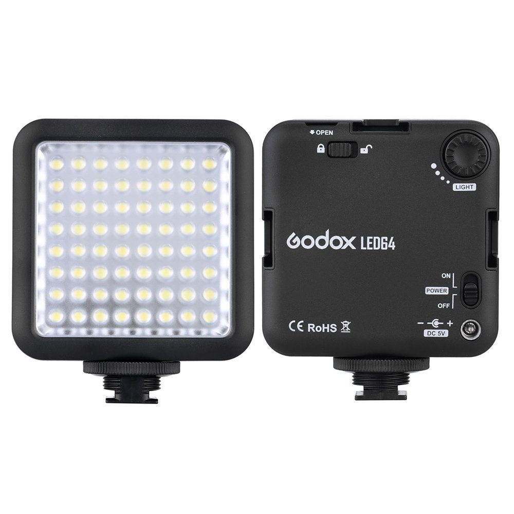 Godox 64 LED Camera Video Luce del Flash Per Canon Nikon DSLR 5500-6500K Controllo della Luminosità